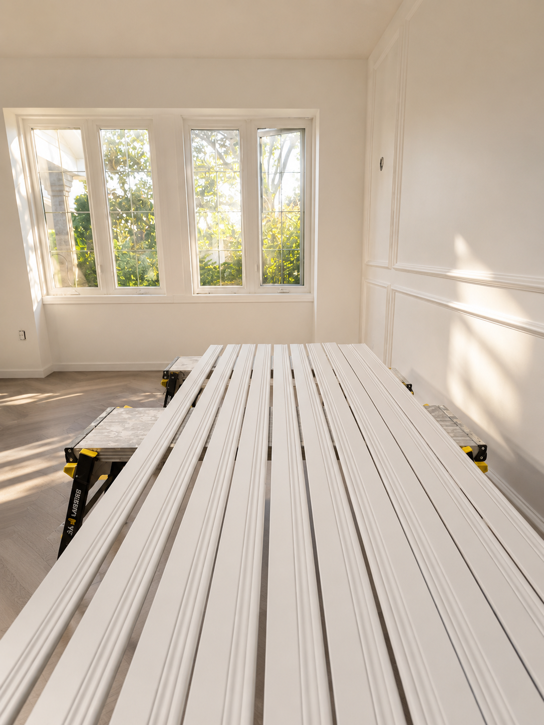 Bright window-side room during interior finishing