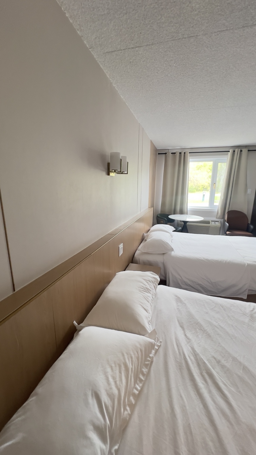 Renovations in Québec Hotel guest room with two beds and fitted headboard