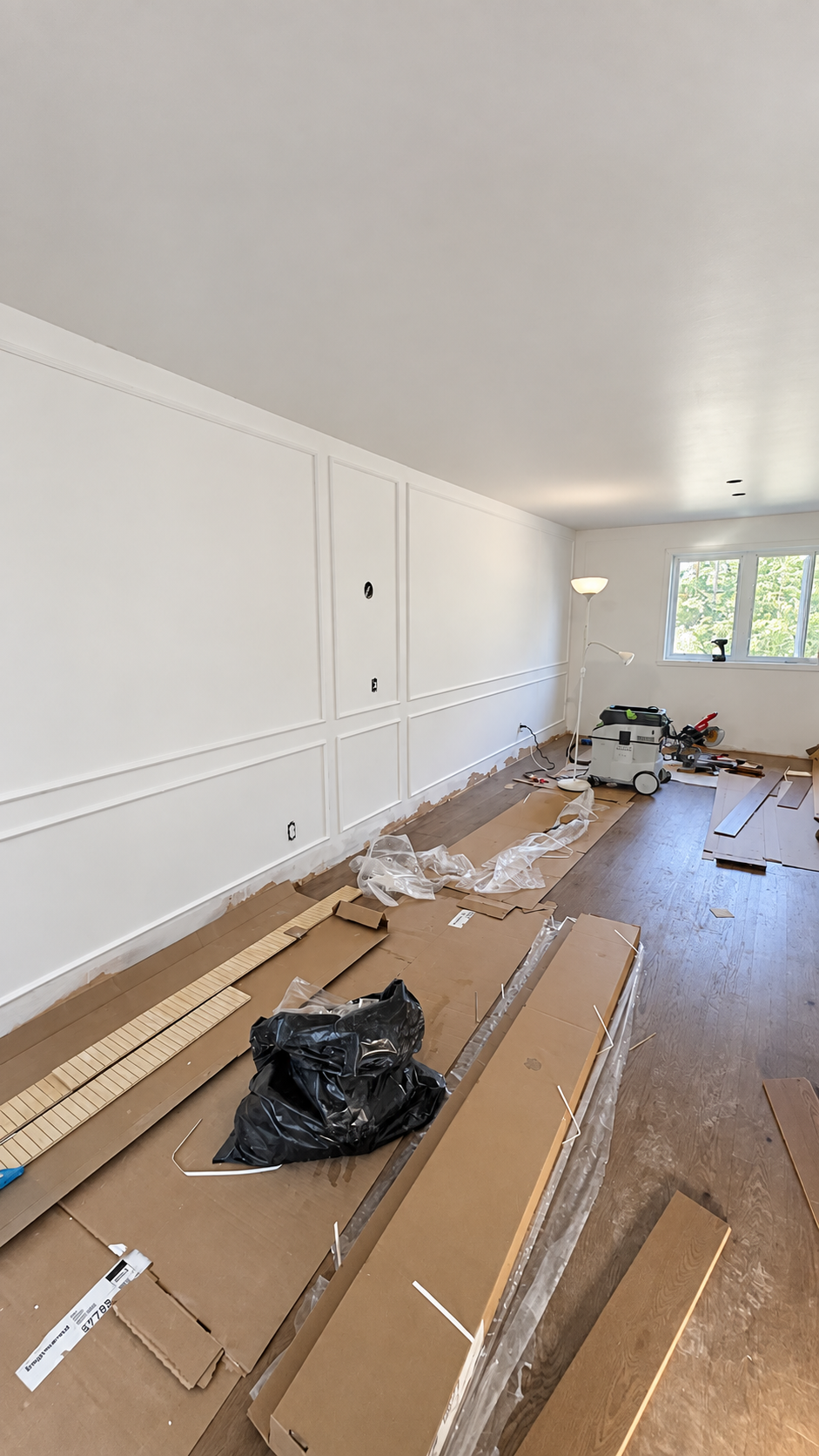 Wood flooring installation in a residential interior